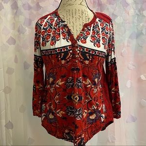 Red Lucky Brand Small 3/4 Sleeve Top